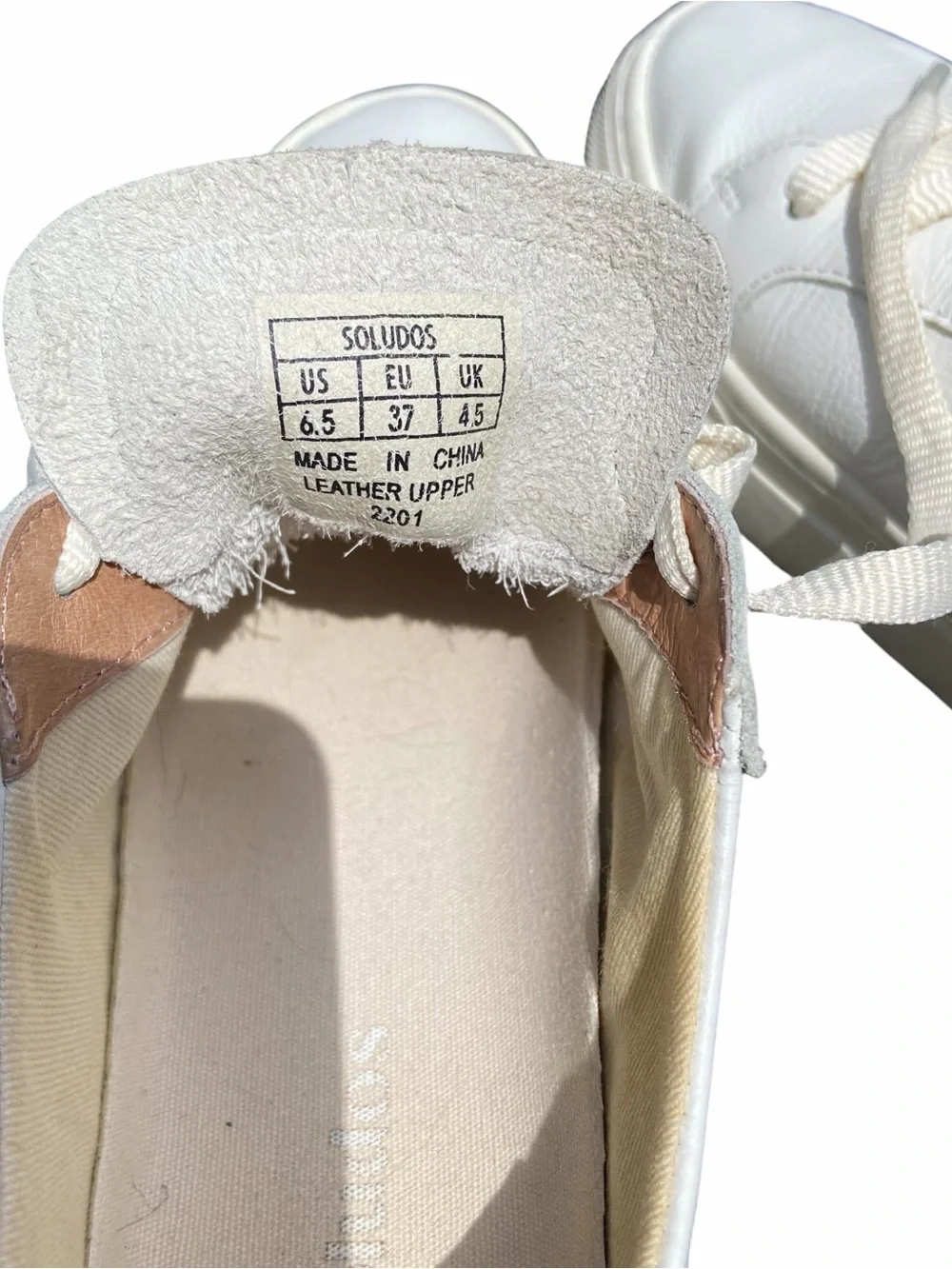 Anthropologie White Leather Sneakers with Blue & Orange Sunburst Embroidery